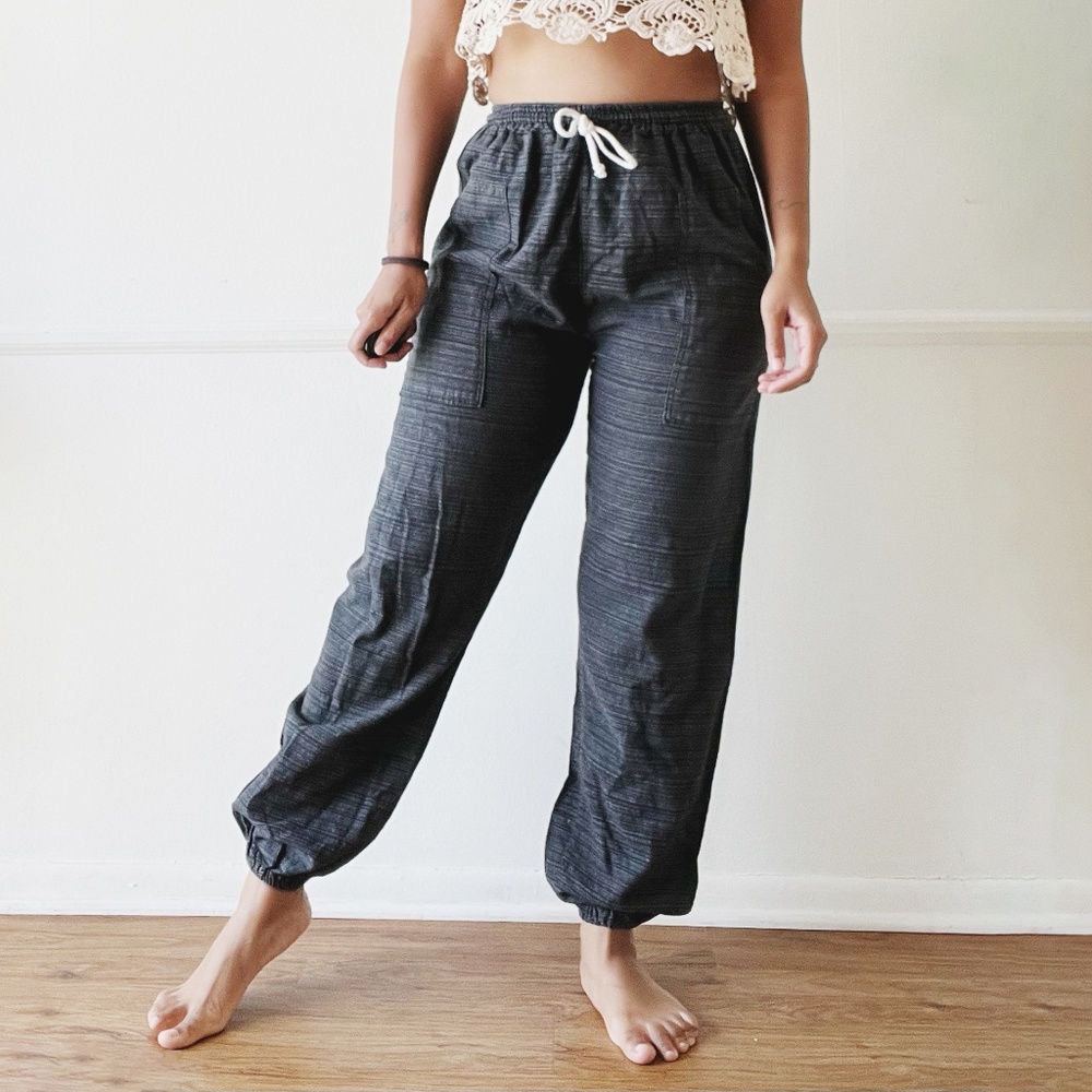 charcoal grey striped batik harem pants
